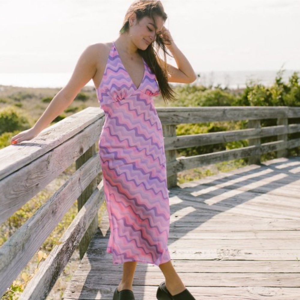 Another Girl UK Pink and Purple Zigzag Dress